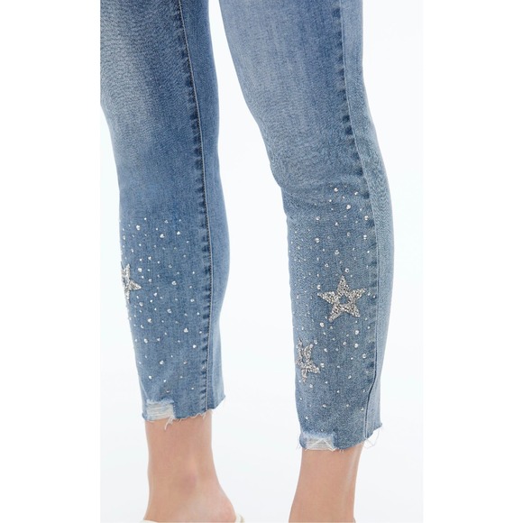 Women's Cropped Jeans Size 8 Capri Star Embellished Rhinestones ORLY NWT - Picture 2 of 4